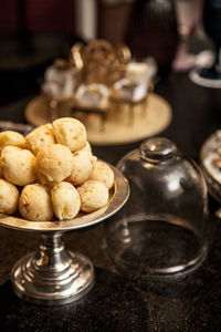 Close-up of cookies in bowl on table