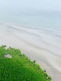 High angle view of land against sky