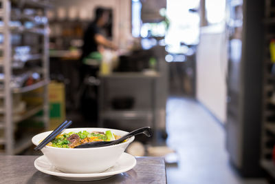 Close-up of vegetables in bowl on table