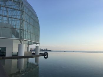 Scenic view of sea against clear sky