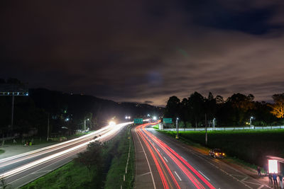 Light trails on highway at night