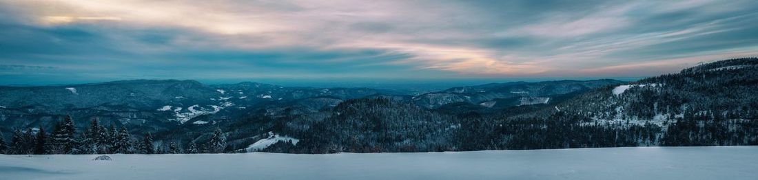 Panoramic view of the the winterly black forest, germany