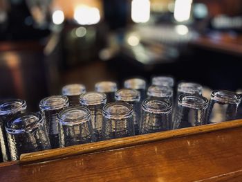 Close-up of bottles on table