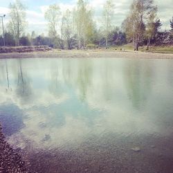 Scenic view of lake against sky