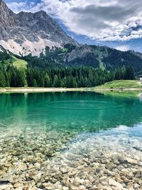 Scenic view of lake against sky