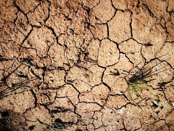 High angle view of cracked land