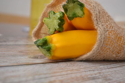 Close-up of orange slices on table