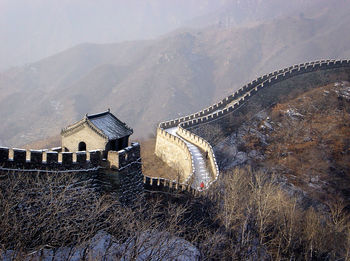 High angle view of buildings against sky