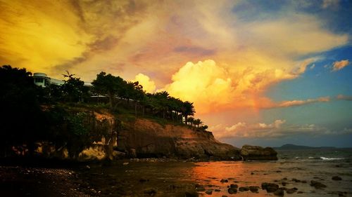 Scenic view of sea at sunset