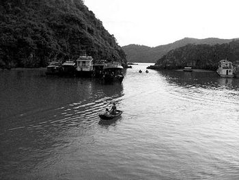 View of boats in lake