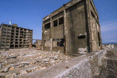 Low angle view of old building against sky