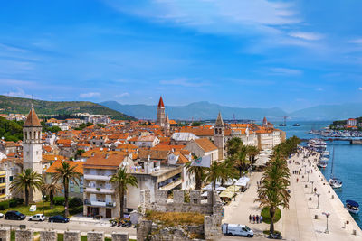 High angle view of townscape against sky