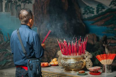 Rear view of man for chinese new year 