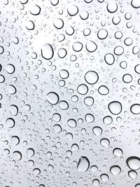 Full frame shot of raindrops on window