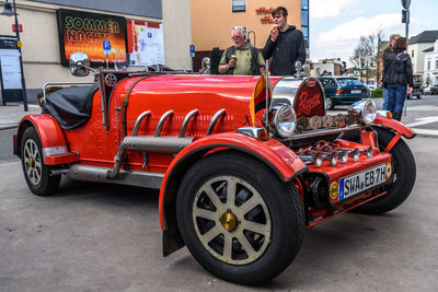 Vintage car on street in city