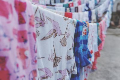 Close-up of clothes drying outdoors