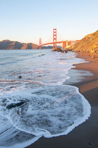 Scenic view of sea against clear sky