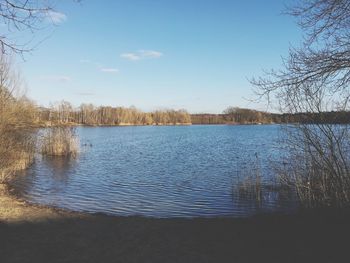 Scenic view of lake against sky