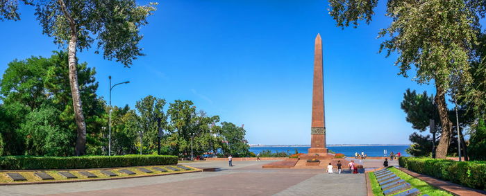 Alley of glory in odessa, ukraine. memorial in memory of the world war 2. monument to unknown sailor