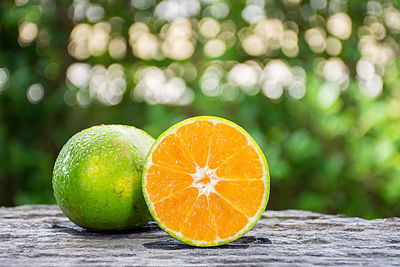 Close-up of oranges on table