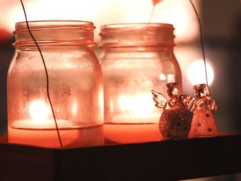 Close-up of glass jar on table