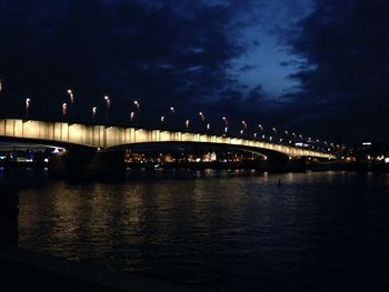 Bridge over river at night