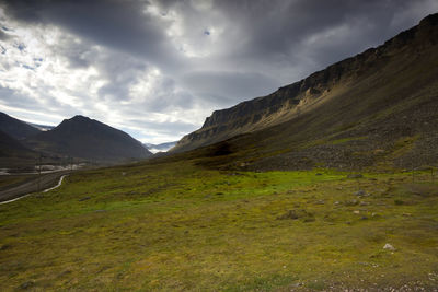 Scenic view of mountains against sky