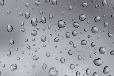 Full frame shot of wet glass window during rainy season