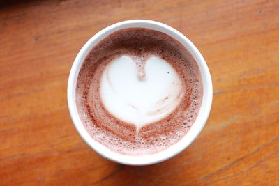 High angle view of coffee on table