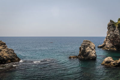 Scenic view of sea against clear sky