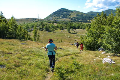 Group of senior hikers in velebit mountain, croatia