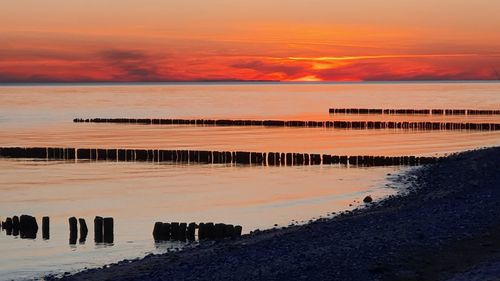 Sunset on rügen at the kreuzbuhne in dranske