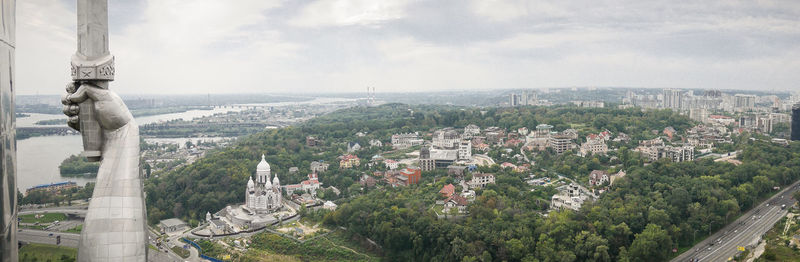 High angle view of townscape against sky