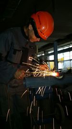 Blurred motion of people at night