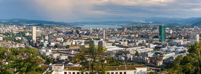 High angle view of townscape against sky