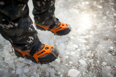 Low section of person in snow