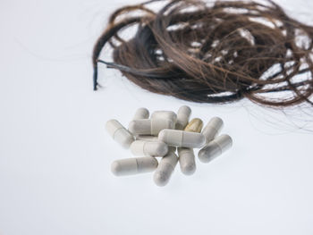 Close-up of eyeglasses on white background