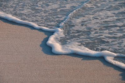 High angle view of surf on beach