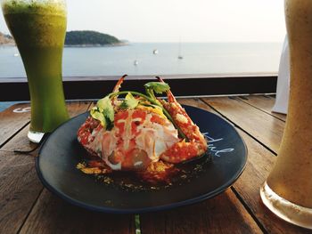 Close-up of food on table