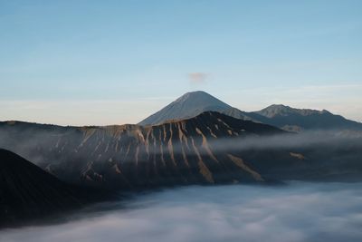 View of volcanic mountain against sky