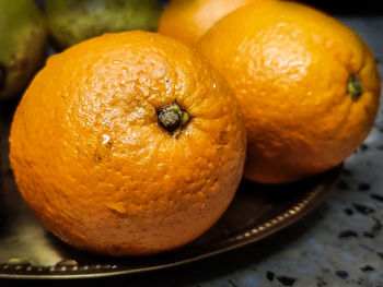 High angle view of orange on table