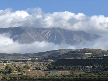 Scenic view of mountains against sky