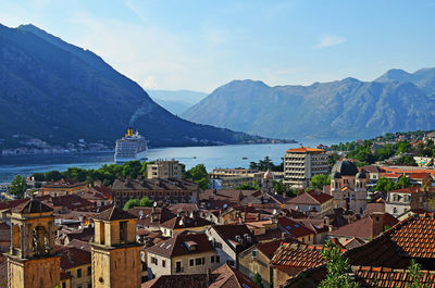 Aerial view of kotor bay from old town