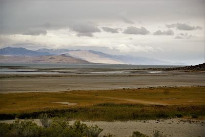 Scenic view of lake against sky