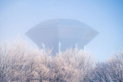 Low angle view of snow on field against clear sky