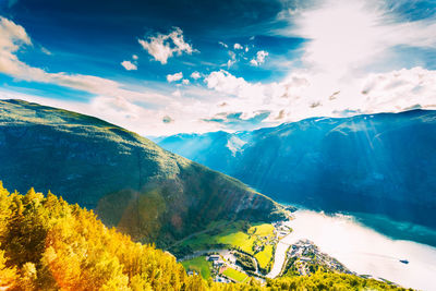 Scenic view of mountains against sky