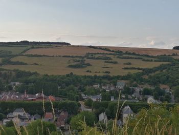 Scenic view of townscape against sky