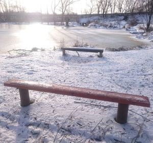 Scenic view of snow during winter