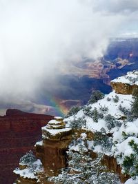 Scenic view of snowcapped mountains during winter