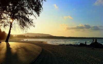 Scenic view of sea at sunset